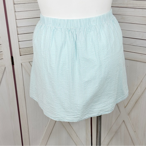 Lilly Pulitzer Mimosa Seersucker‎ Striped Mini Skirt Aqua Teal Blue White XL - Picture 5 of 13